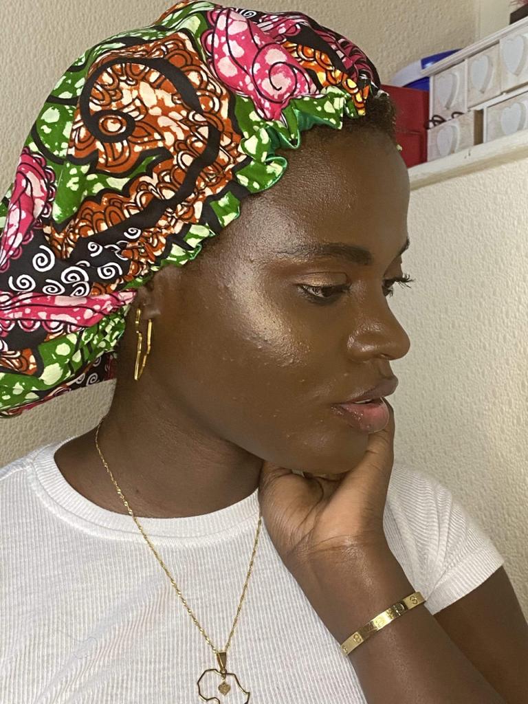 African print satin lined hair bonnet