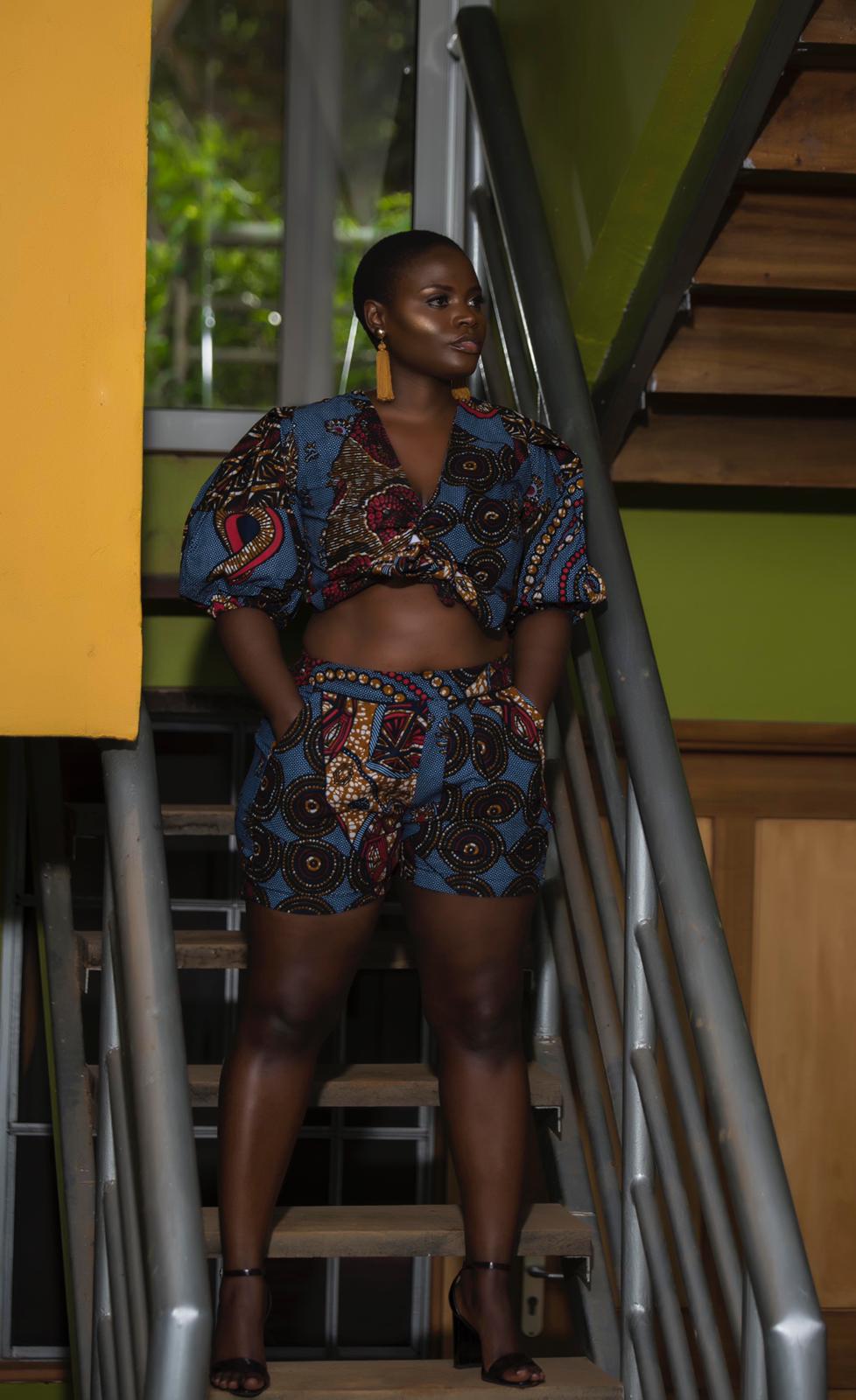 Kyali Two Piece Crop top and High Waisted Shorts Set